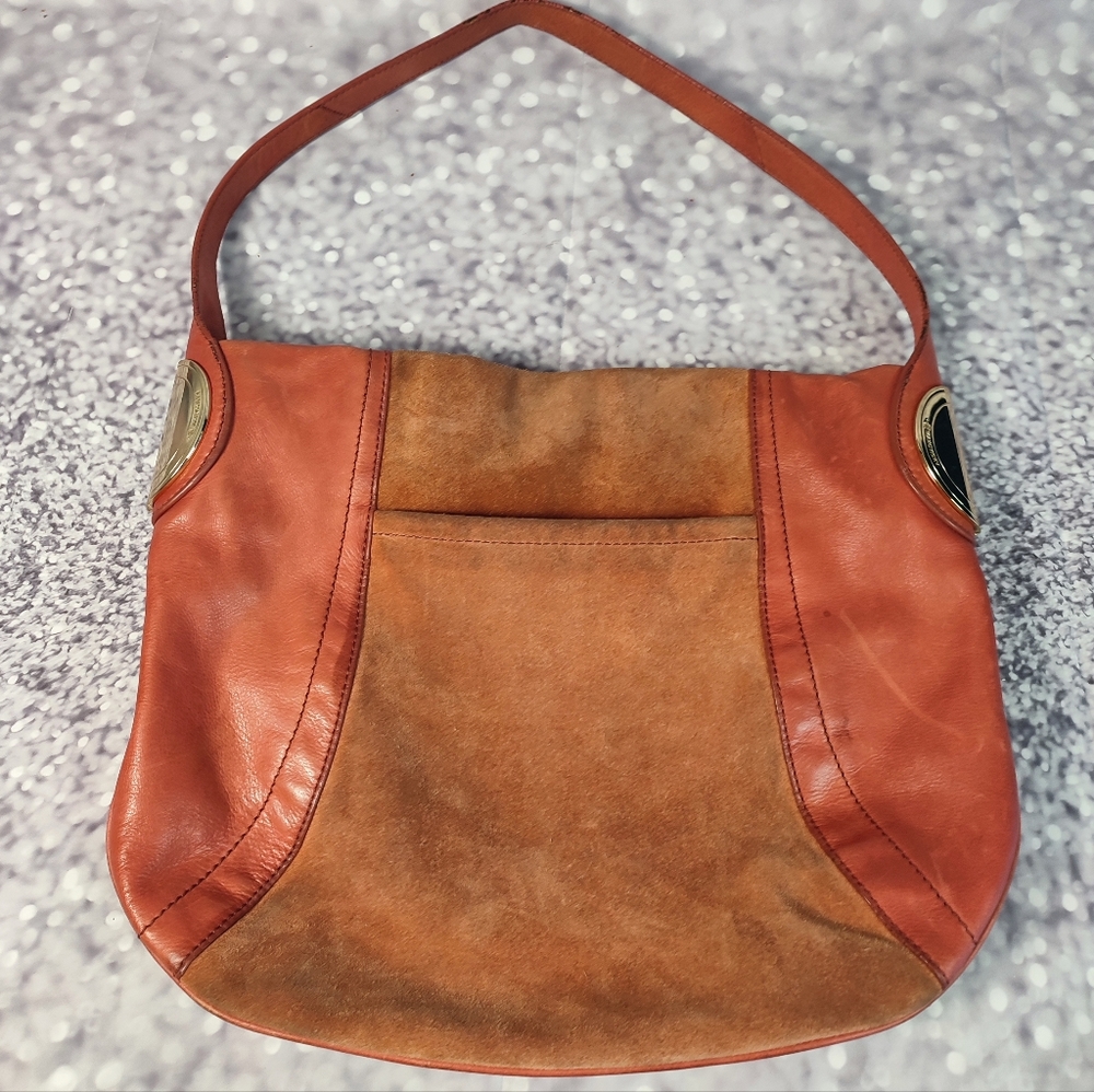 B Makowsky Suede and Leather Handbag - Picture 2 of 12